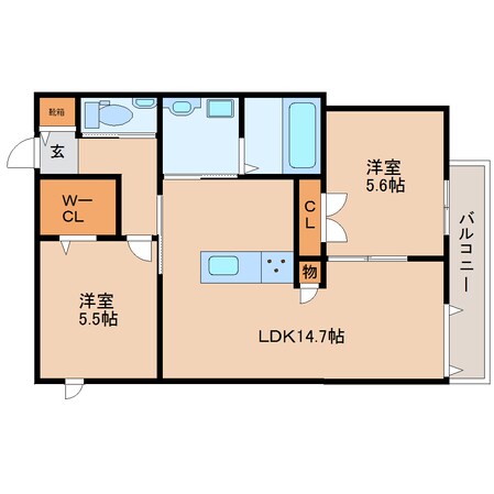 生駒駅 徒歩2分 2階の物件間取画像